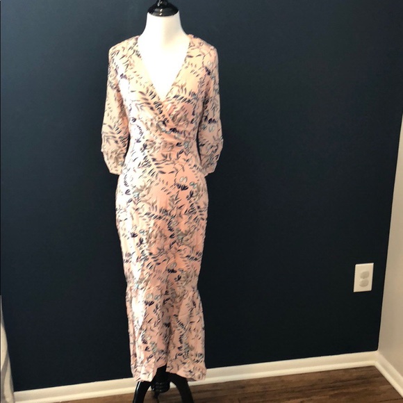 3/4 Sleeve Pink Floral Dress - Picture 5 of 7